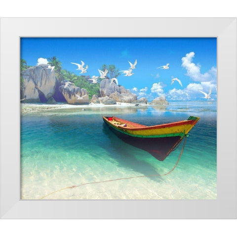 Tropical Shangrila I White Modern Wood Framed Art Print by Hunziker, Steve