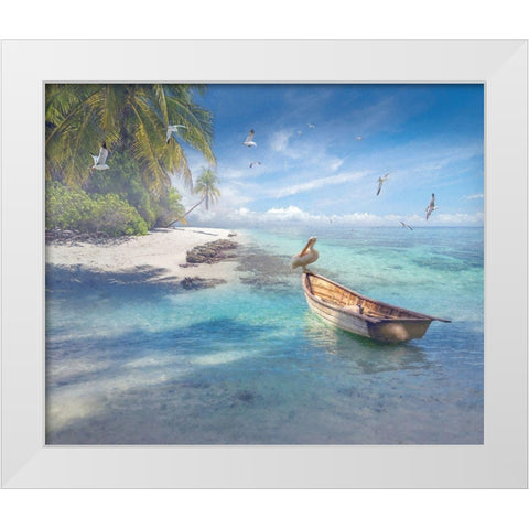 Tropical Shangrila II White Modern Wood Framed Art Print by Hunziker, Steve