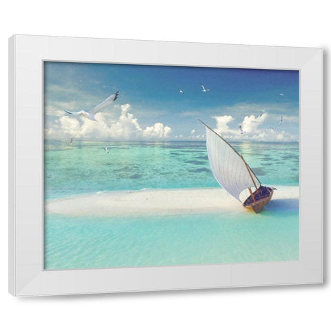 Tropical Shangrila III White Modern Wood Framed Art Print by Hunziker, Steve