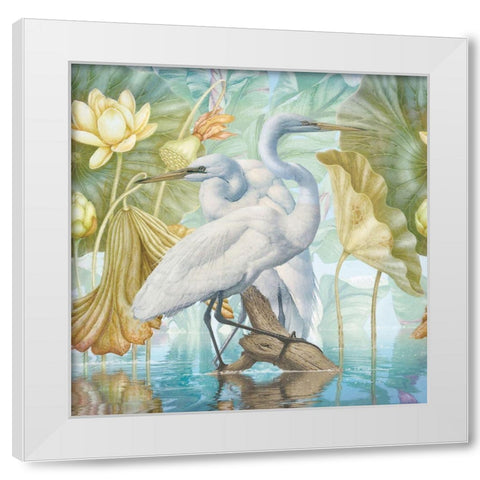 Water Walkers I White Modern Wood Framed Art Print by Hunziker, Steve