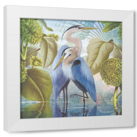 Water Walkers II White Modern Wood Framed Art Print by Hunziker, Steve