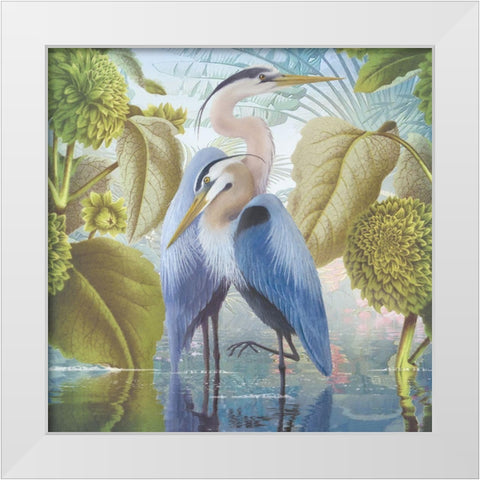 Water Walkers II White Modern Wood Framed Art Print by Hunziker, Steve