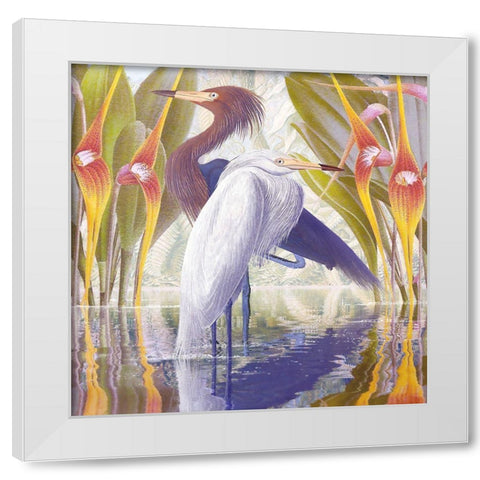 Water Walkers IV White Modern Wood Framed Art Print by Hunziker, Steve