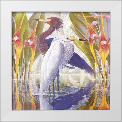 Water Walkers IV White Modern Wood Framed Art Print by Hunziker, Steve