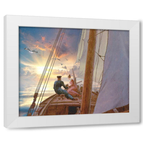 Young Love White Modern Wood Framed Art Print by Hunziker, Steve