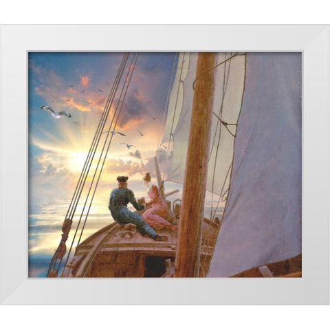 Young Love White Modern Wood Framed Art Print by Hunziker, Steve