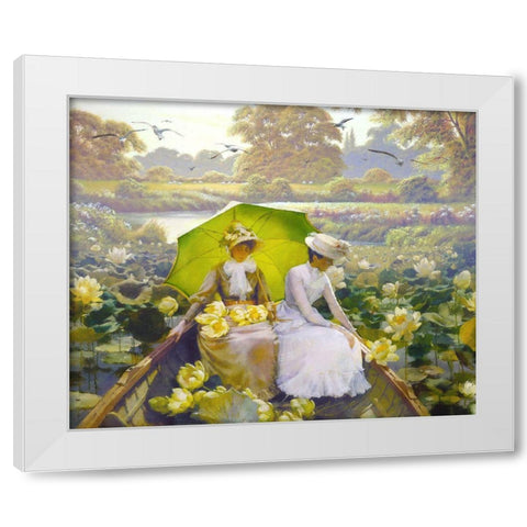 Lotus Ladies White Modern Wood Framed Art Print by Hunziker, Steve
