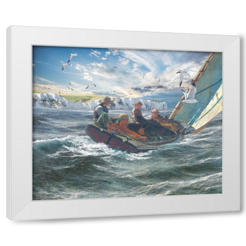 Windy Riders White Modern Wood Framed Art Print by Hunziker, Steve