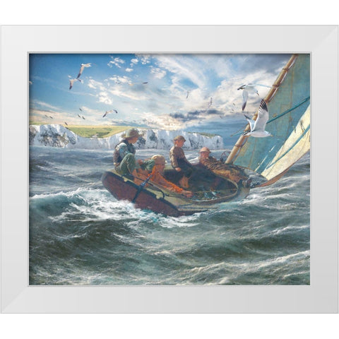 Windy Riders White Modern Wood Framed Art Print by Hunziker, Steve