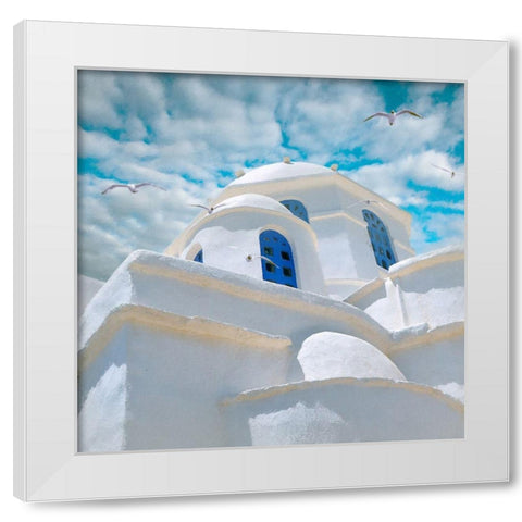 Grecian Blue III White Modern Wood Framed Art Print by Hunziker, Steve
