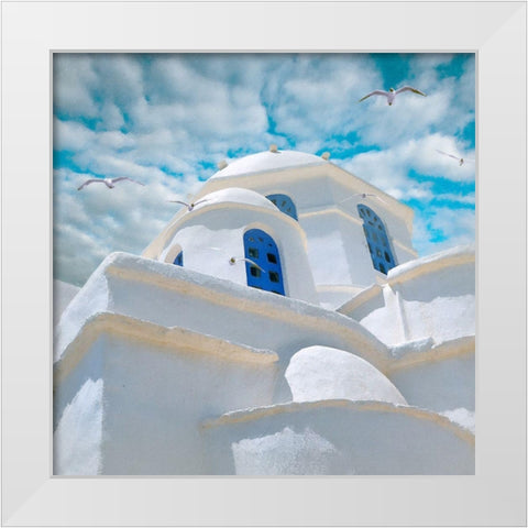 Grecian Blue III White Modern Wood Framed Art Print by Hunziker, Steve