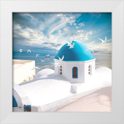 Grecian Blue IV White Modern Wood Framed Art Print by Hunziker, Steve