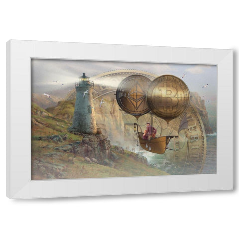 Bitcoin Deco II White Modern Wood Framed Art Print by Hunziker, Steve