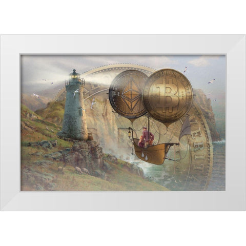 Bitcoin Deco II White Modern Wood Framed Art Print by Hunziker, Steve