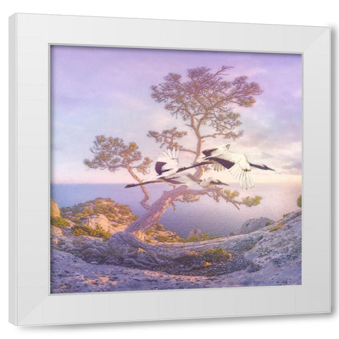 Mountain Crane I White Modern Wood Framed Art Print by Hunziker, Steve