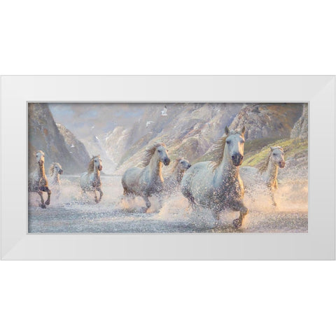 Spirited Splashers White Modern Wood Framed Art Print by Hunziker, Steve