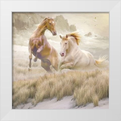 Equine Exuberance White Modern Wood Framed Art Print by Hunziker, Steve