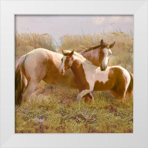 Equine Exuberance White Modern Wood Framed Art Print by Hunziker, Steve