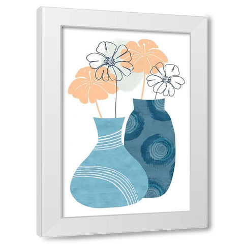 Blue Decorative Pots I White Modern Wood Framed Art Print by Kouta, Flora