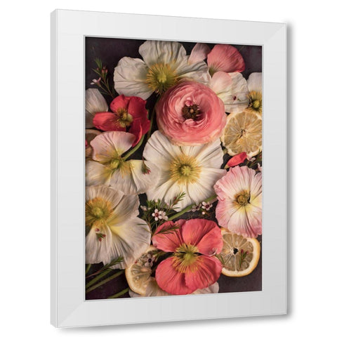 Petals and Zest White Modern Wood Framed Art Print by Maclean, Leah