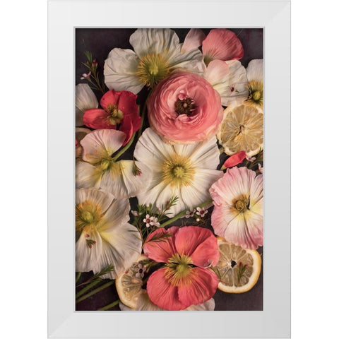 Petals and Zest White Modern Wood Framed Art Print by Maclean, Leah