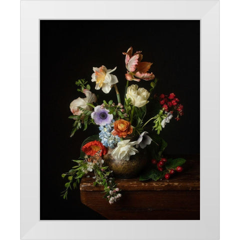A Bounty of Spring Blooms White Modern Wood Framed Art Print by Maclean, Leah