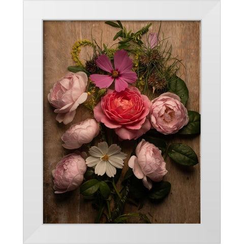 Rosy Posy II White Modern Wood Framed Art Print by Maclean, Leah