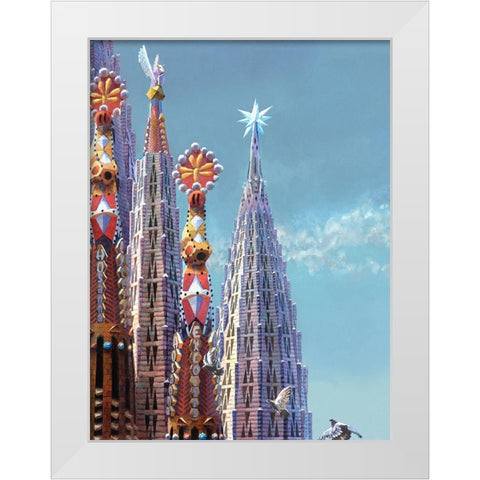 Sagrada Familia Towers III White Modern Wood Framed Art Print by Wang, John