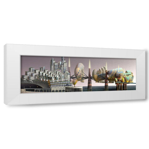 Fantatown White Modern Wood Framed Art Print by Wang, John