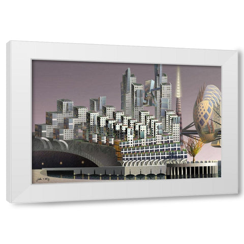 Fantatown II White Modern Wood Framed Art Print by Wang, John