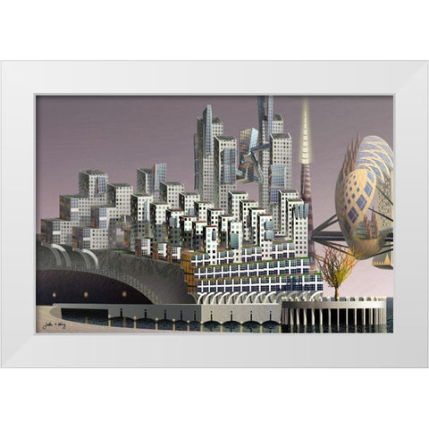 Fantatown II White Modern Wood Framed Art Print by Wang, John