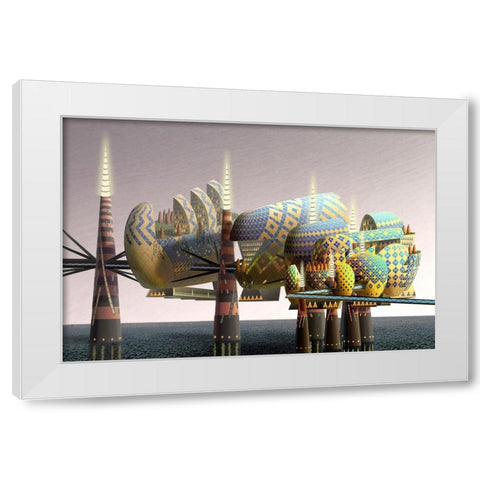 Fantatown III White Modern Wood Framed Art Print by Wang, John