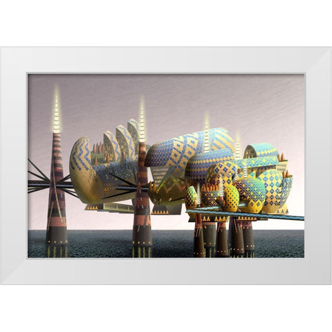 Fantatown III White Modern Wood Framed Art Print by Wang, John