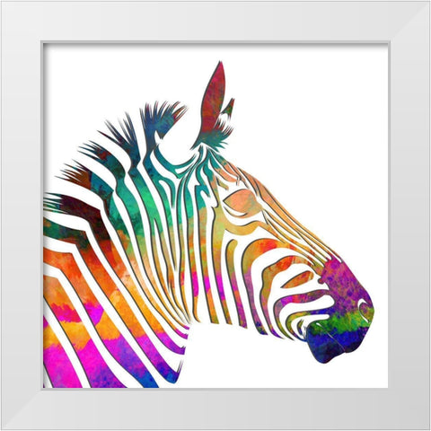 Rainbow Zebra White Modern Wood Framed Art Print by Smith, Karen