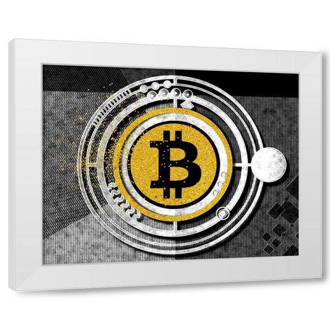 Bitcoin Glitterball White Modern Wood Framed Art Print by Smith, Karen