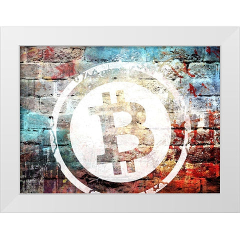 Bitcoin Off the Wall White Modern Wood Framed Art Print by Smith, Karen