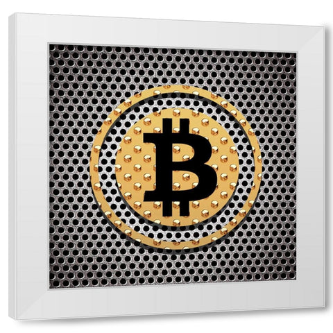 Bitcoin Dots White Modern Wood Framed Art Print by Smith, Karen