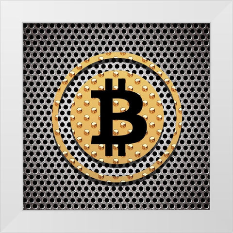 Bitcoin Dots White Modern Wood Framed Art Print by Smith, Karen