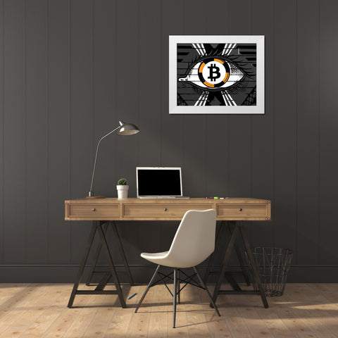 Bitcoin in the Eye White Modern Wood Framed Art Print by Smith, Karen