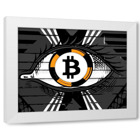 Bitcoin in the Eye White Modern Wood Framed Art Print by Smith, Karen