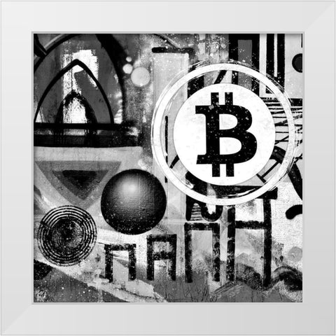 Bitcoin Trio White Modern Wood Framed Art Print by Smith, Karen