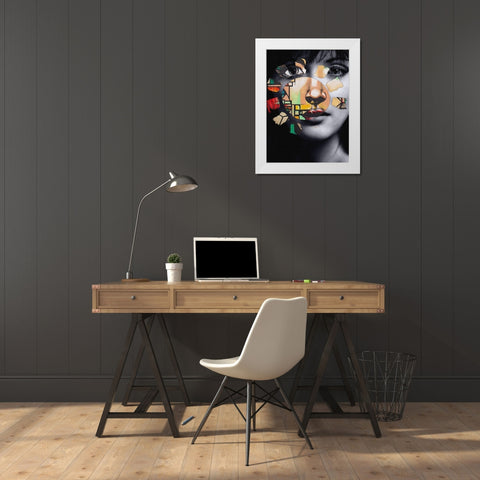 Graffiti Face White Modern Wood Framed Art Print by Smith, Karen