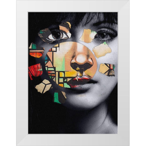 Graffiti Face White Modern Wood Framed Art Print by Smith, Karen