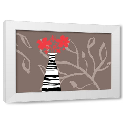 Tall Vase Red Blooms White Modern Wood Framed Art Print by Naskrent, Delores