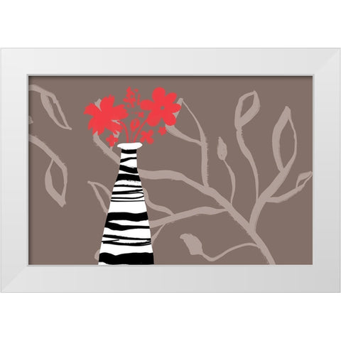 Tall Vase Red Blooms White Modern Wood Framed Art Print by Naskrent, Delores