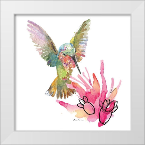 Desert Hummingbirds IV White Modern Wood Framed Art Print by Evalia Designs