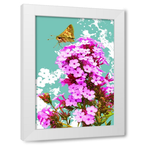 Skipper on Flox White Modern Wood Framed Art Print by Evalia Designs