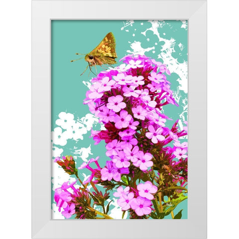 Skipper on Flox White Modern Wood Framed Art Print by Evalia Designs