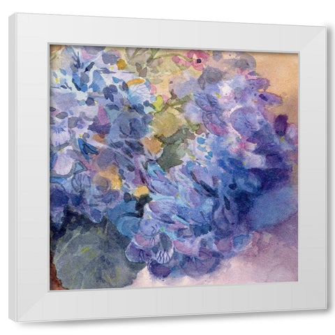 Periwinkle Bluish Hydrangeas I White Modern Wood Framed Art Print by Evalia Designs