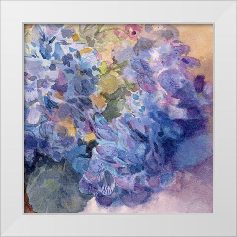 Periwinkle Bluish Hydrangeas I White Modern Wood Framed Art Print by Evalia Designs